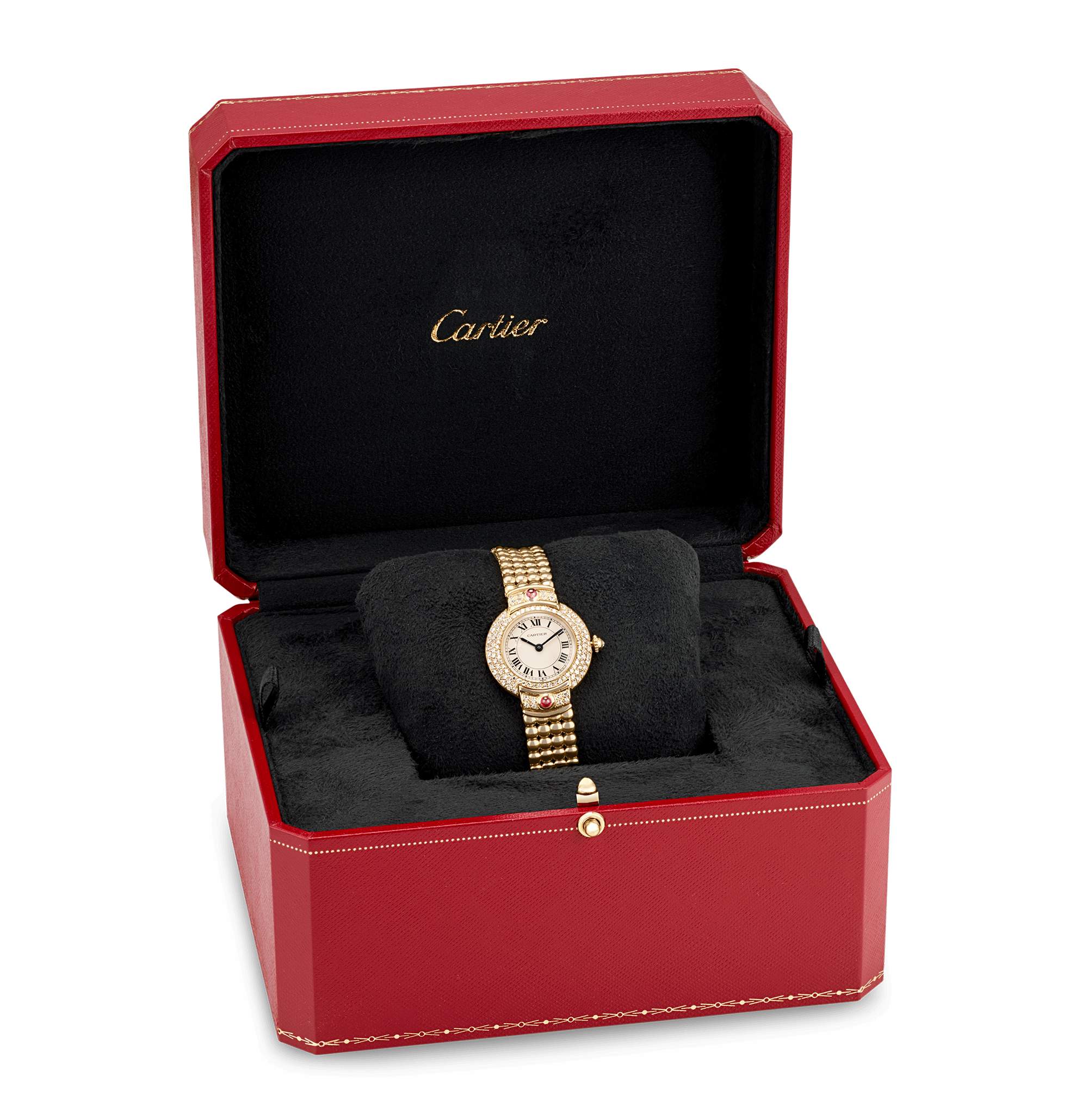 Cartier Vendôme Diamond and Ruby Yellow Gold Wristwatch