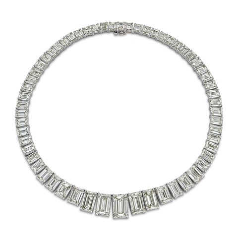 Emerald-Cut Diamond Rivière Necklace, 164.02 Carats