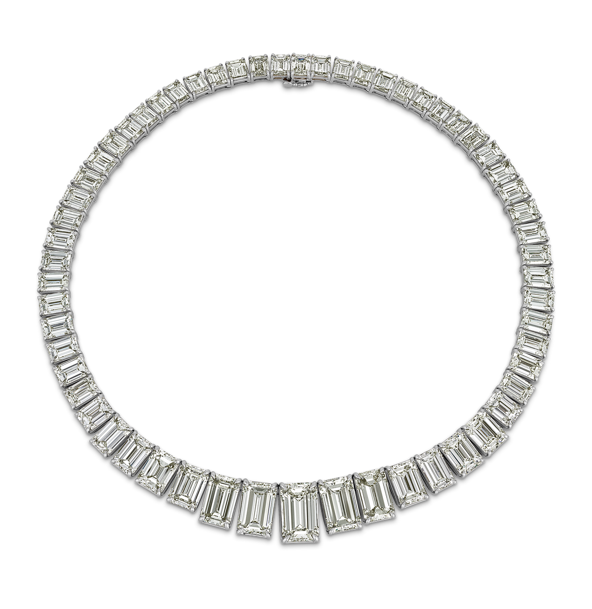 Emerald-Cut Diamond Rivière Necklace, 164.02 Carats