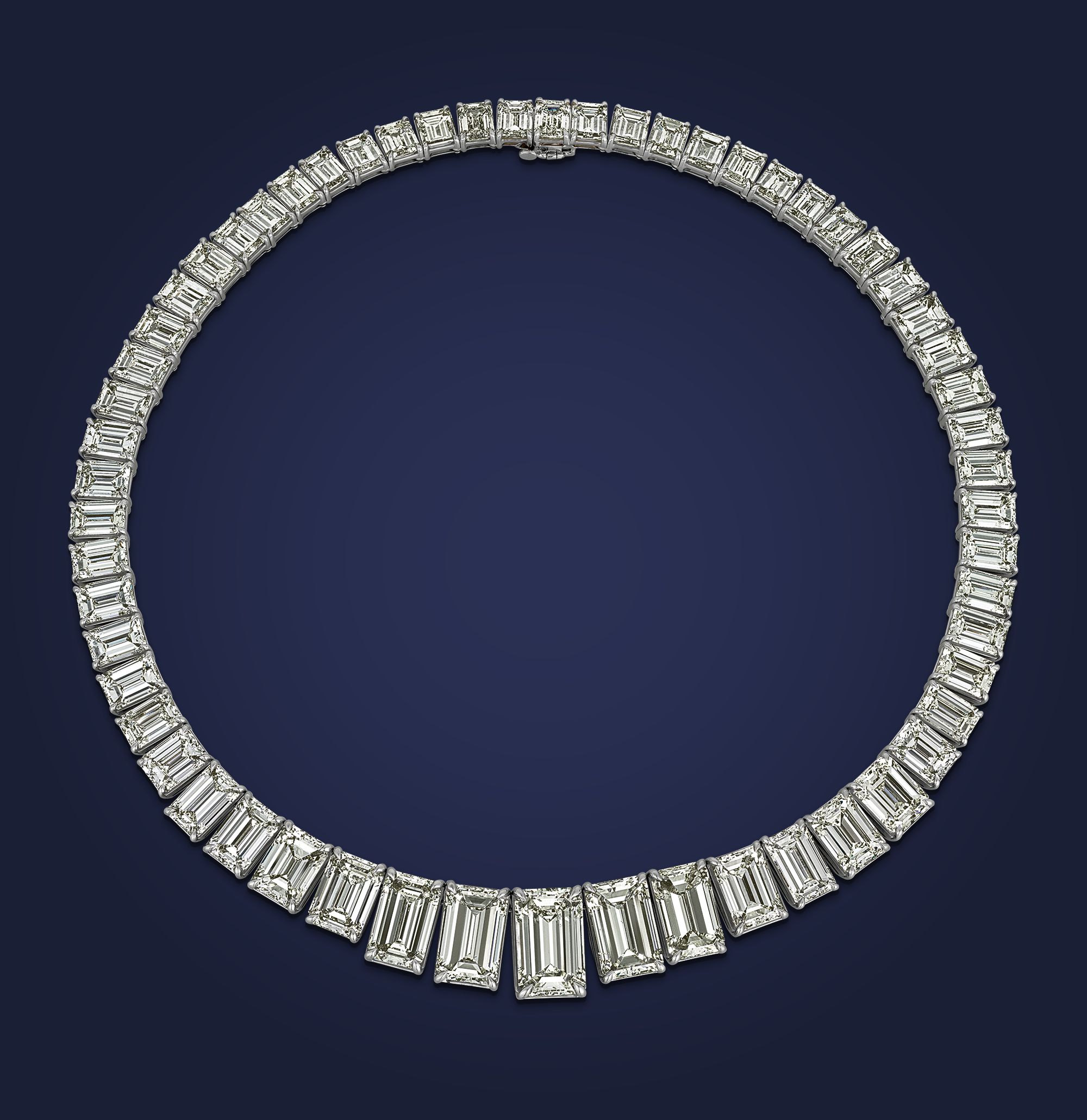 Emerald-Cut Diamond Rivière Necklace, 164.02 Carats