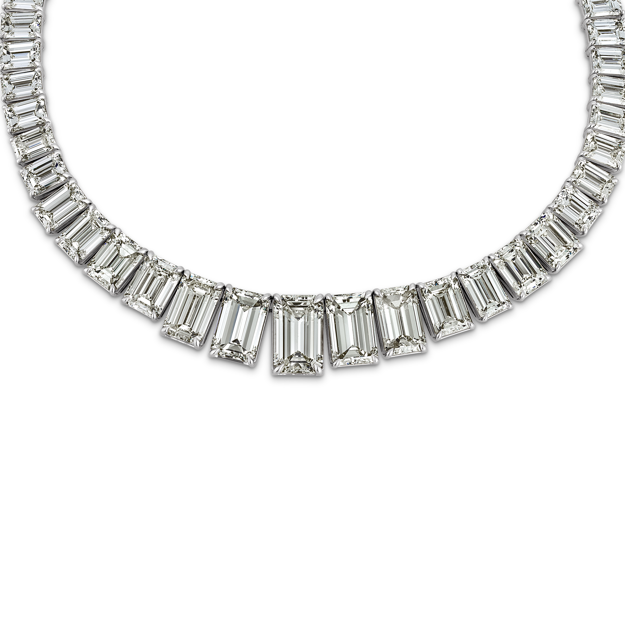 Emerald-Cut Diamond Rivière Necklace, 164.02 Carats