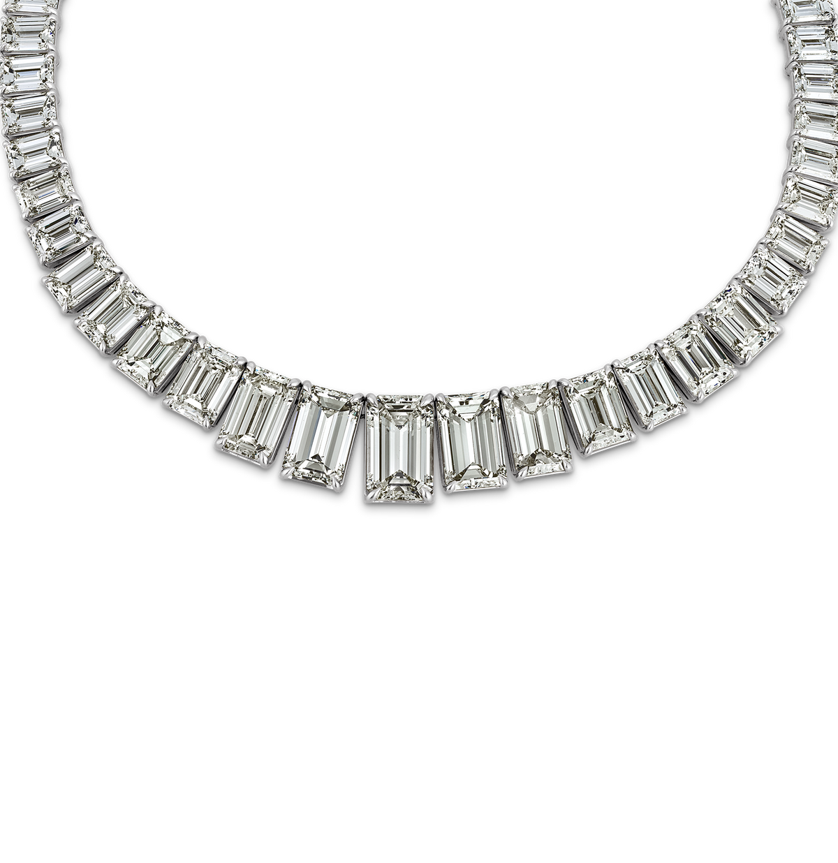 Emerald-Cut Diamond Rivière Necklace, 164.02 Carats