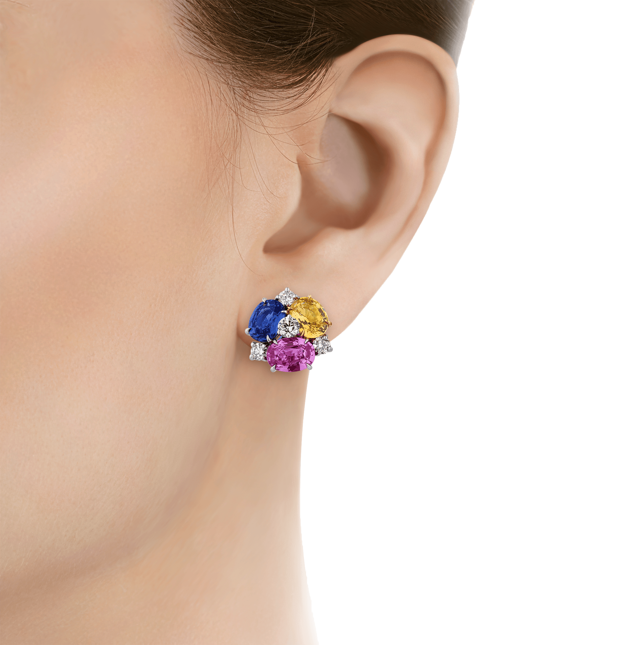 Oscar Heyman Multicolor Sapphire Earrings, 14.19 Carats