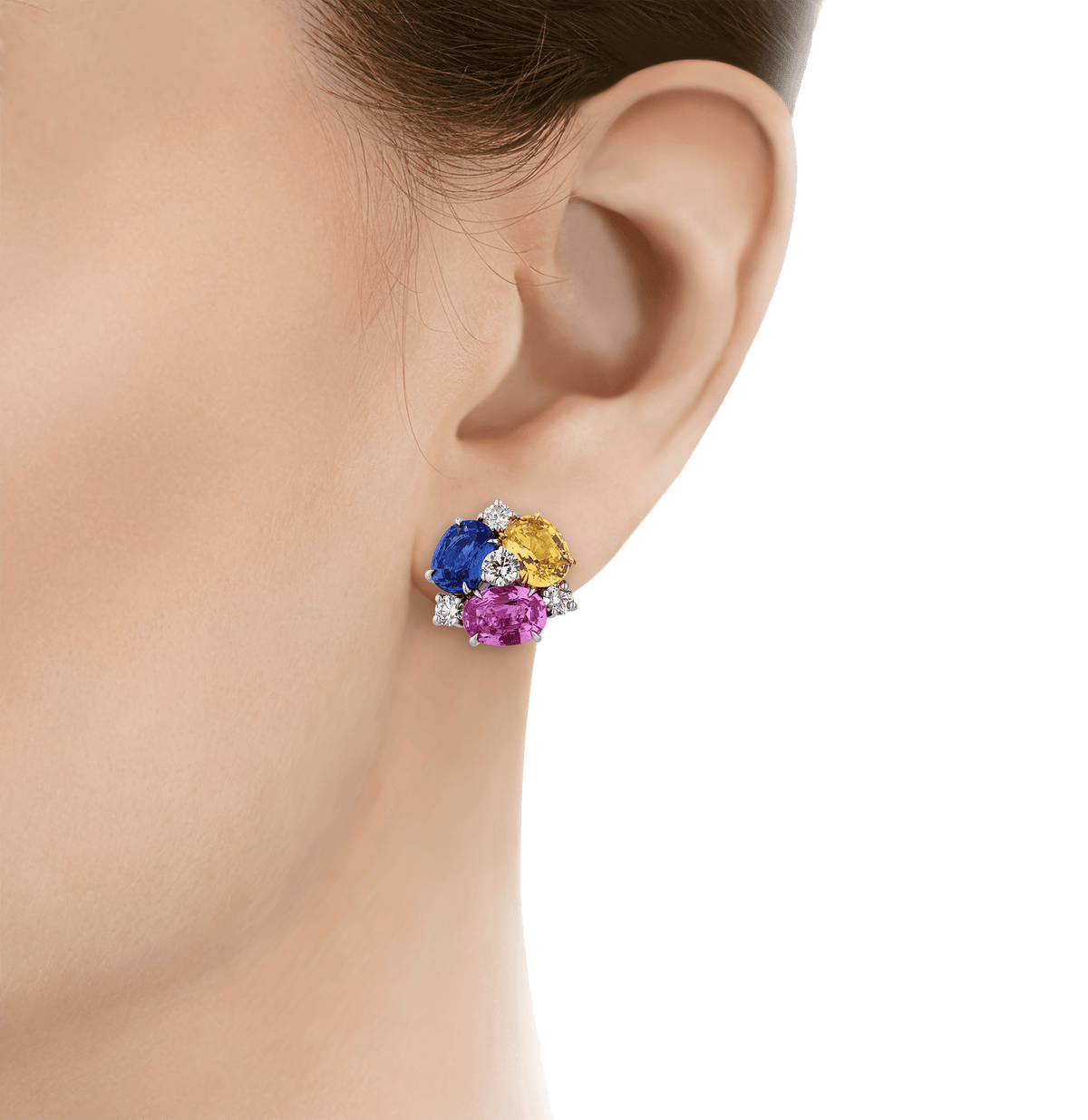 Oscar Heyman Multicolor Sapphire Earrings, 14.19 Carats