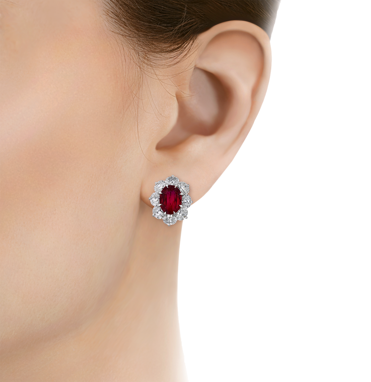 Oscar Heyman Ruby Earrings, Untreated, 6.13 Carats