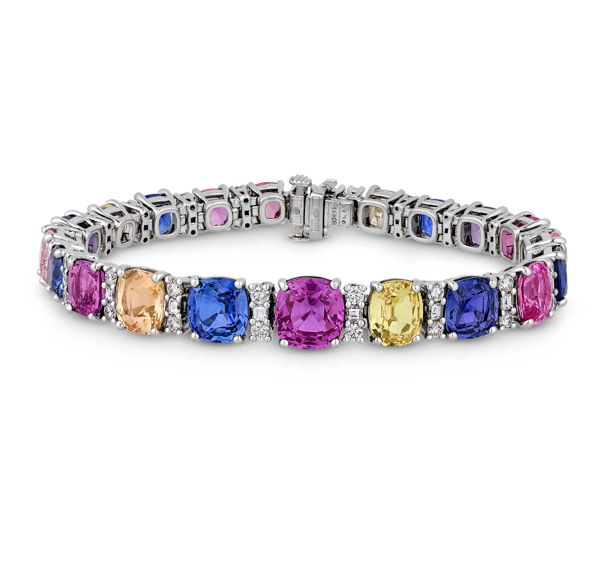 Oscar Heyman Multicolor Sapphire Bracelet, Untreated, 38.96 Carats