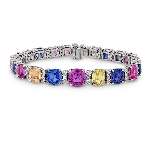Oscar Heyman Multicolor Sapphire Bracelet, Untreated, 38.96 Carats