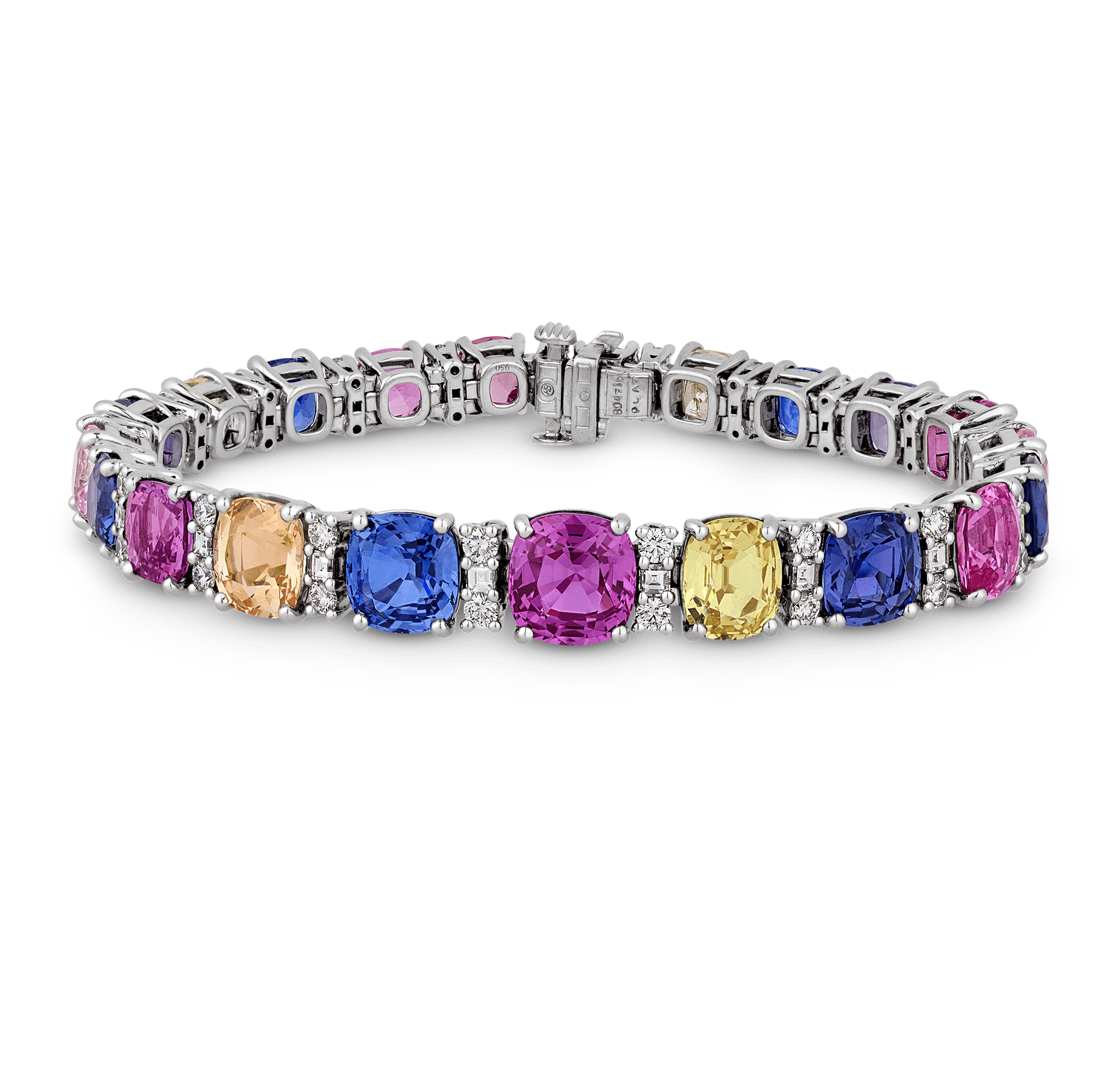 Oscar Heyman Multicolor Sapphire Bracelet, Untreated, 38.96 Carats