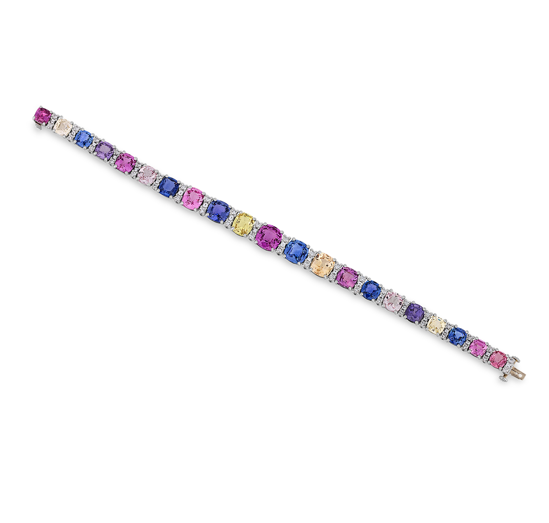Oscar Heyman Multicolor Sapphire Bracelet, Untreated, 38.96 Carats