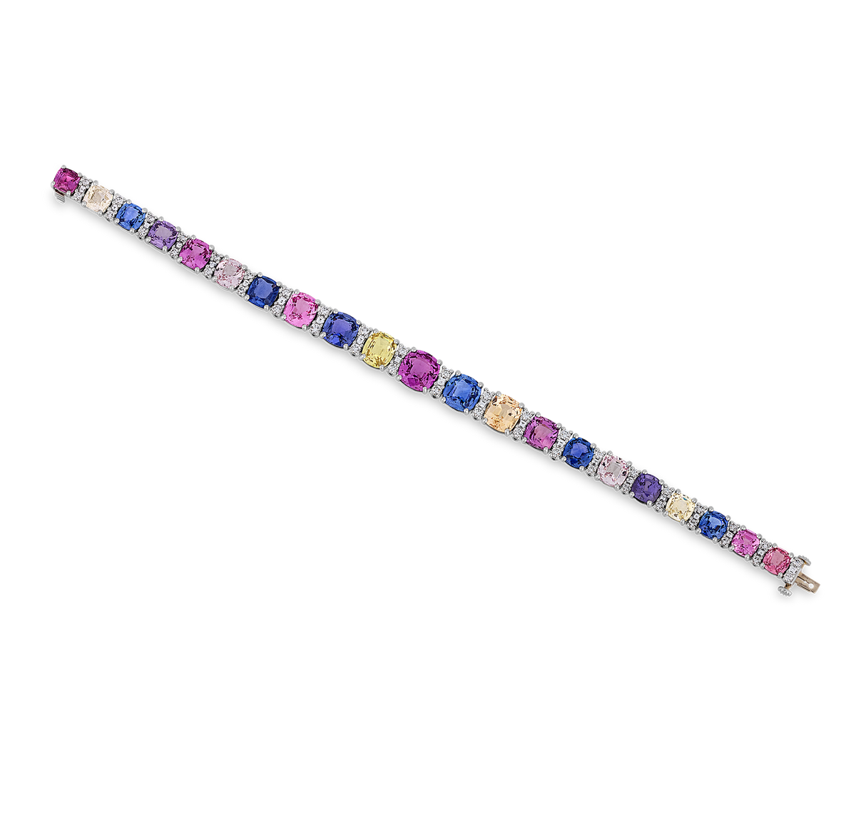 Oscar Heyman Multicolor Sapphire Bracelet, Untreated, 38.96 Carats