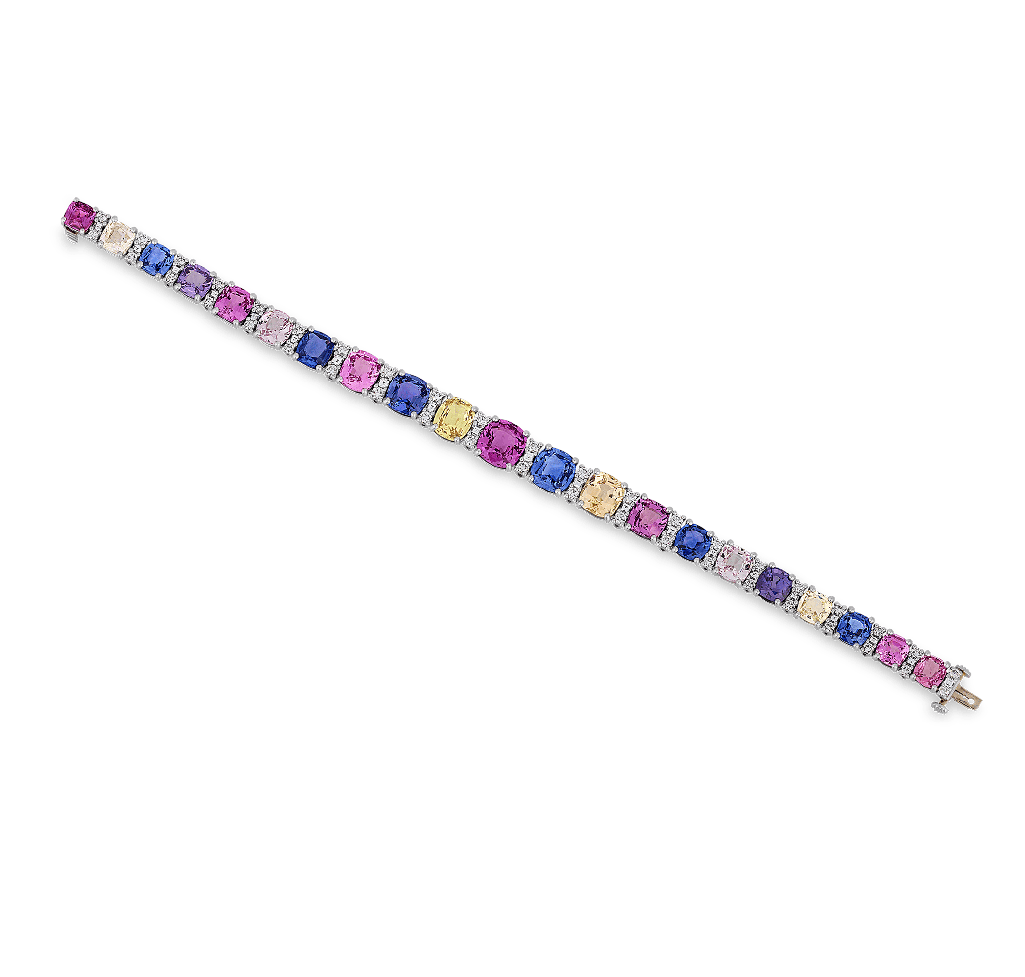 Oscar Heyman Multicolor Sapphire Bracelet, Untreated, 38.96 Carats