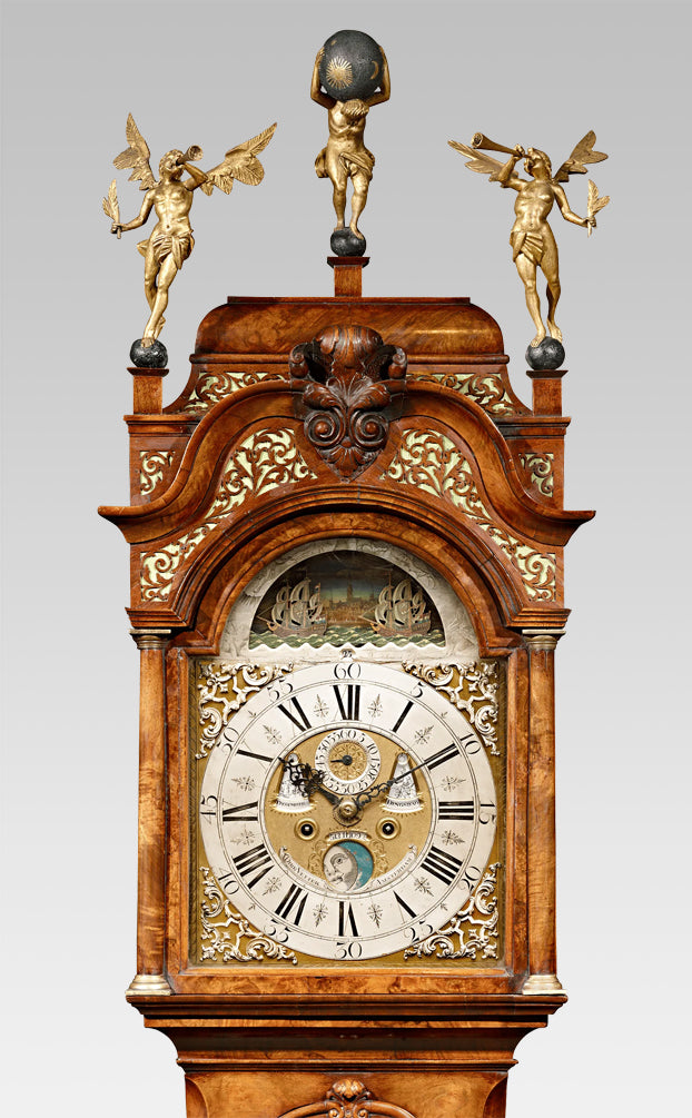 Dutch Striking Burl Walnut Tall Case Clock by Dirk Vetter