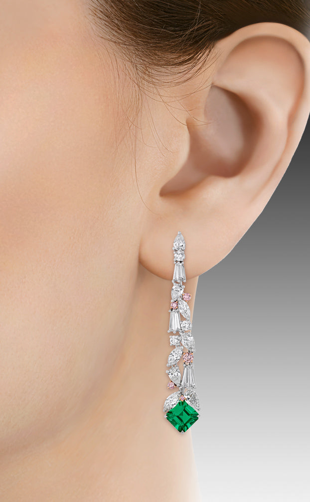 Muzo and Argyle Emerald and Diamond Earrings