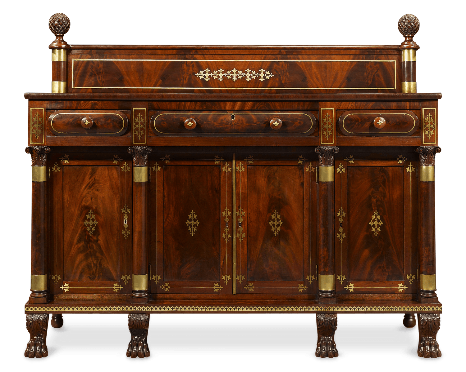 The magnificent set includes a stately and handsome American Federal sideboard