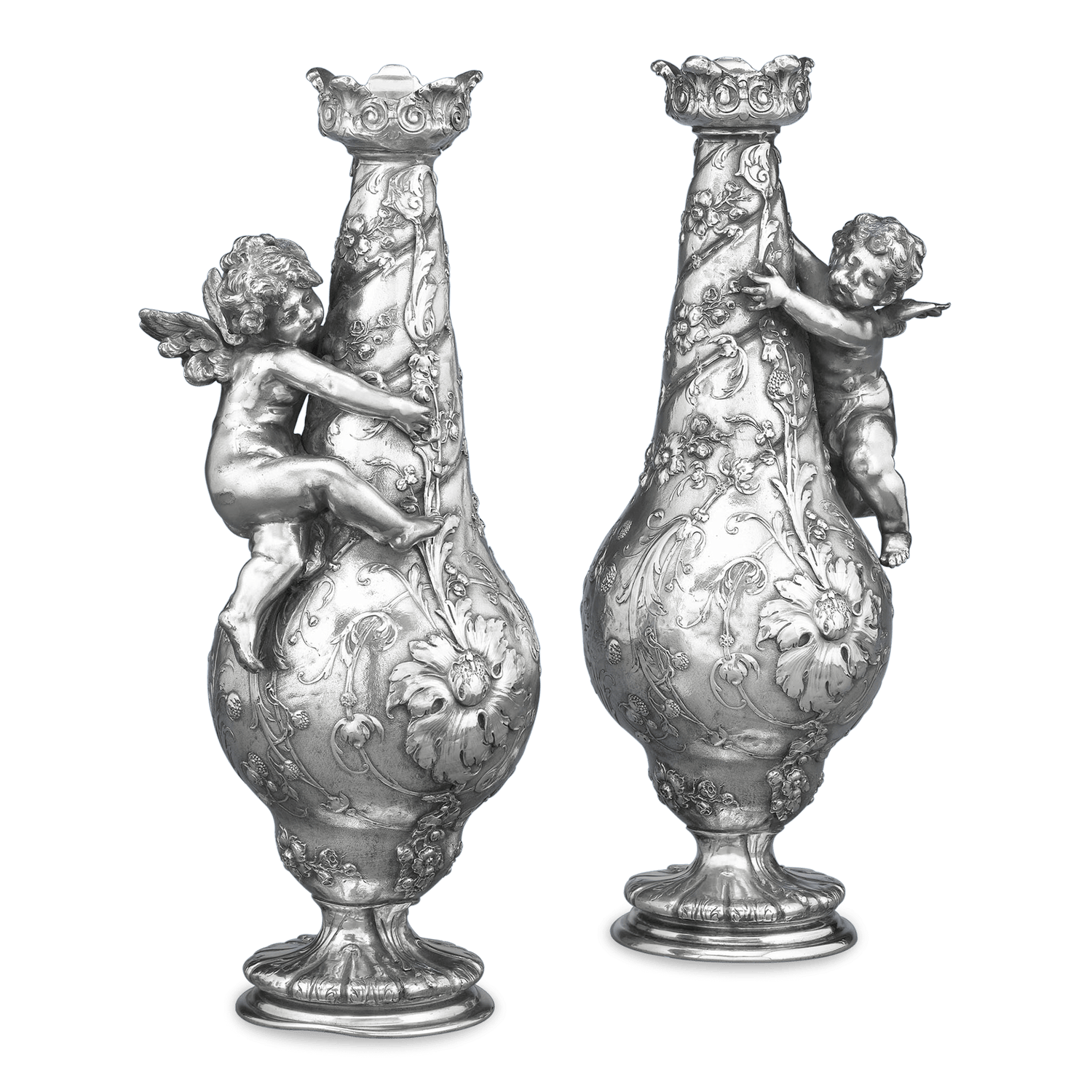 Silvered Bronze Vases 