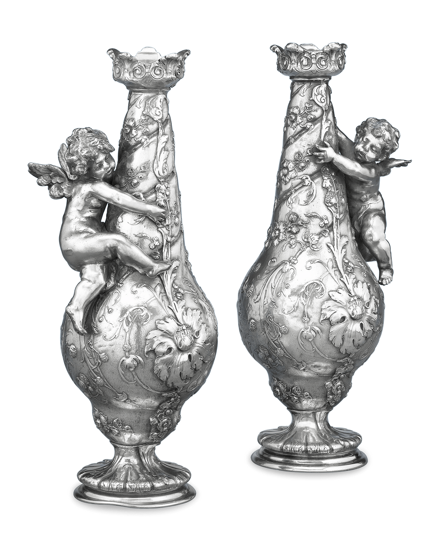 Silvered Bronze Vases 