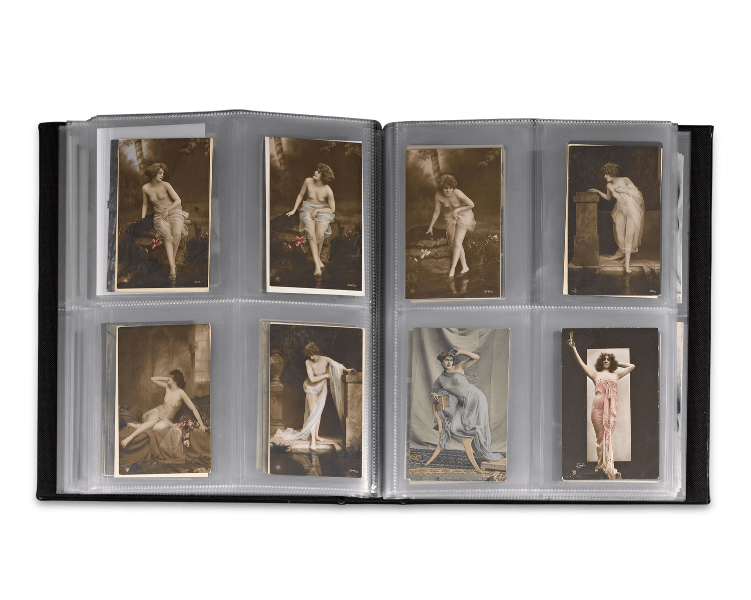 This collection contains 363 erotic French postcards featuring beauties of the Belle Epoque