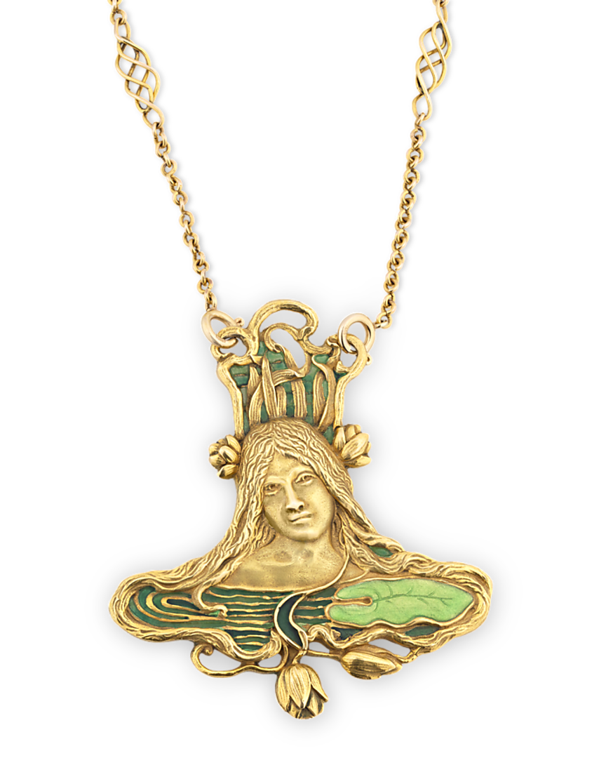 Art Nouveau Pendant and Chain