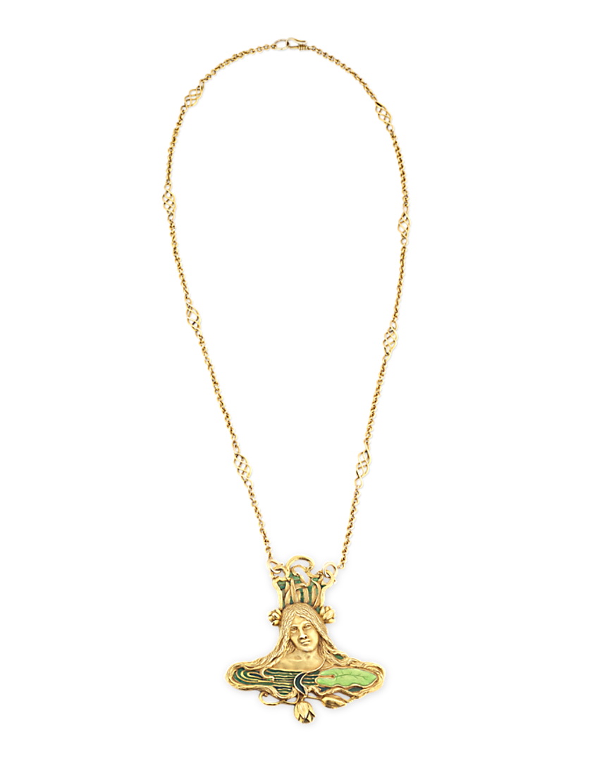Art Nouveau Pendant and Chain