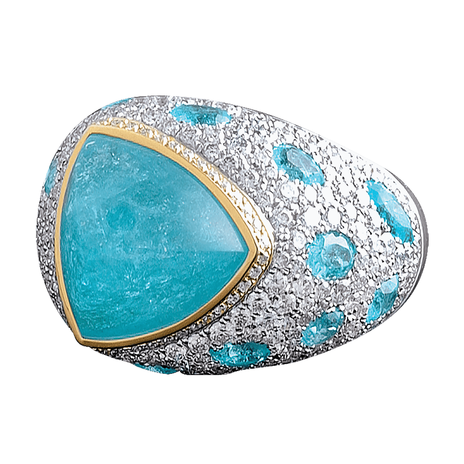 Paraiba Tourmaline and Diamond Ring, 9.47 Carats