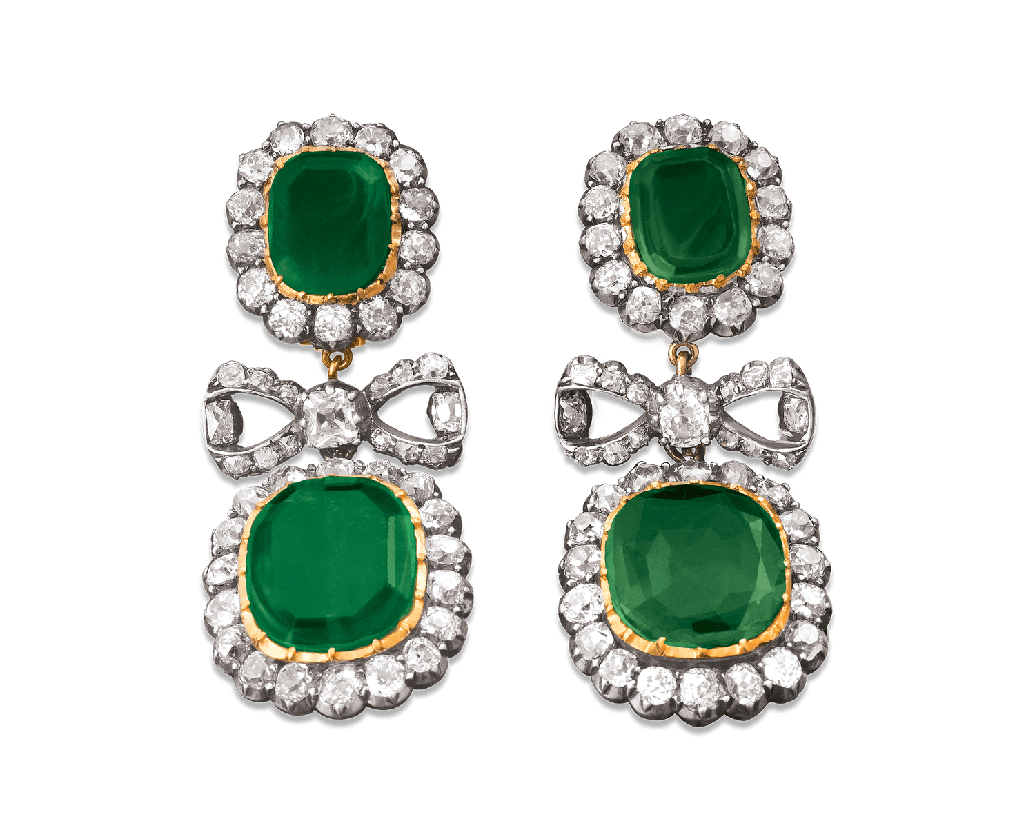 Edwardian Colombian Emerald Earrings, 13.00 Carats