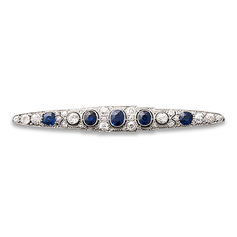 Antique Sapphire and Diamond Bar Pin