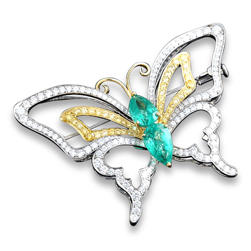 Colombian Emerald Butterfly Brooch