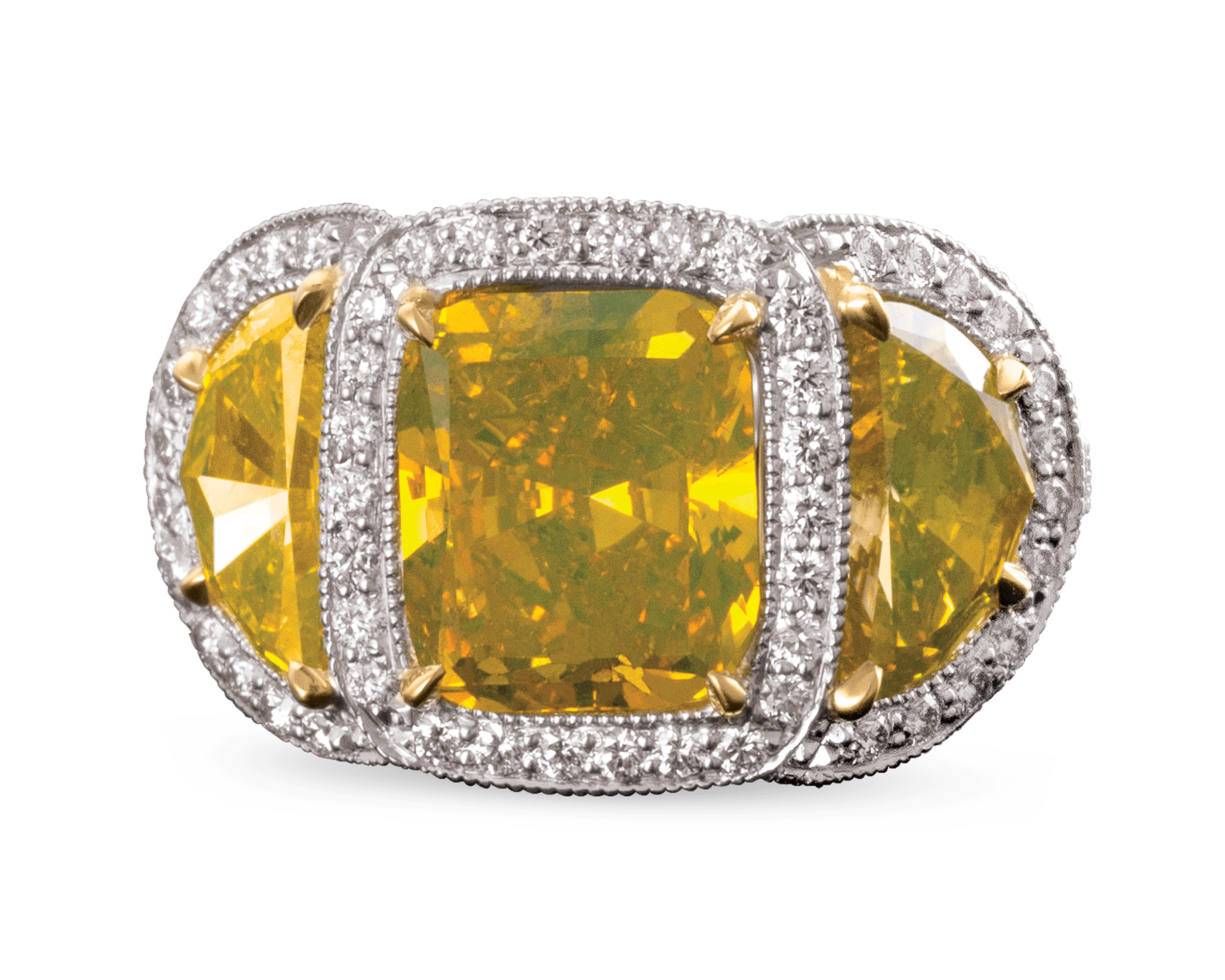 Fancy Intense Greenish-Yellow Diamond Ring, 6.16 Carats