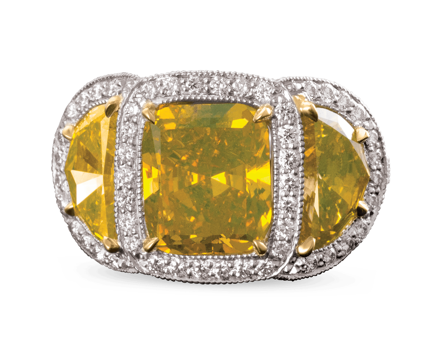 Fancy Intense Greenish-Yellow Diamond Ring, 6.16 Carats