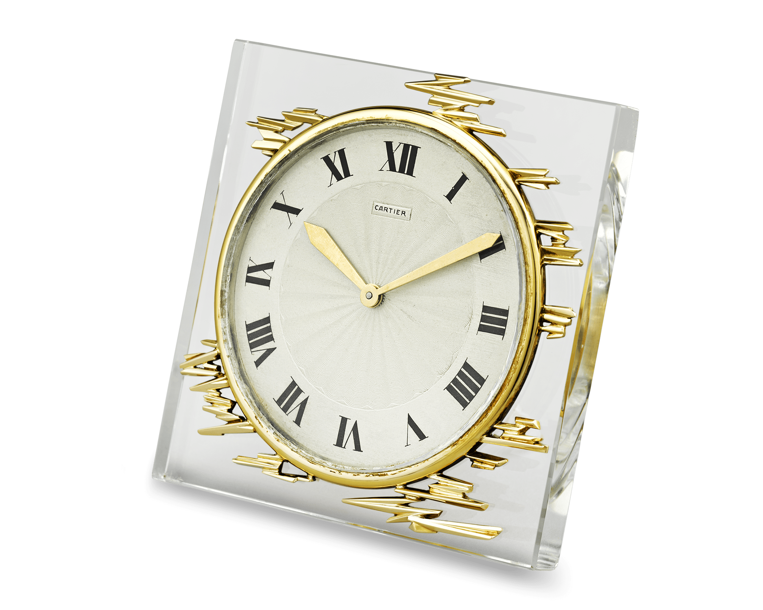 Gold and Crystal Cartier Desk Clock