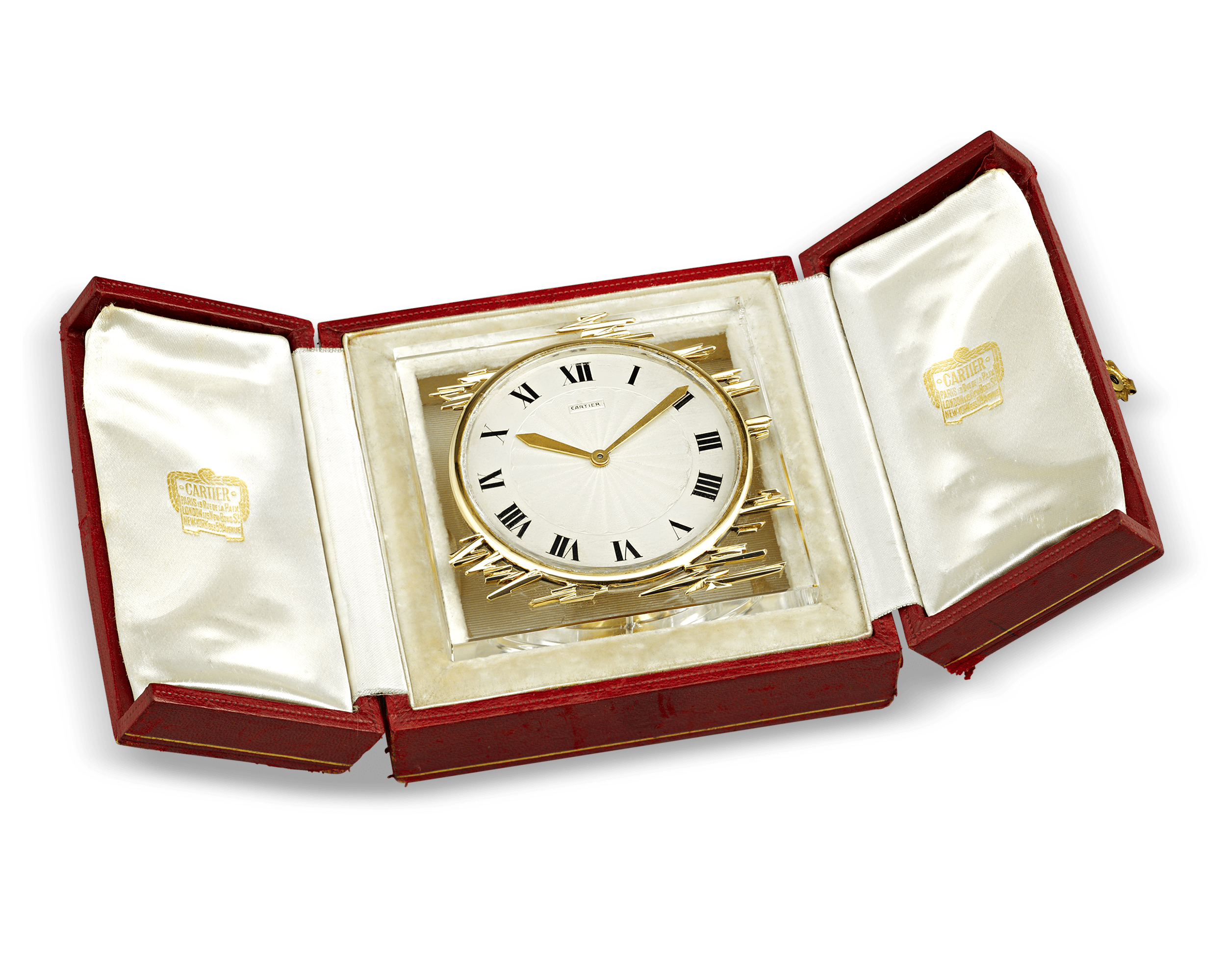 Gold and Crystal Cartier Desk Clock