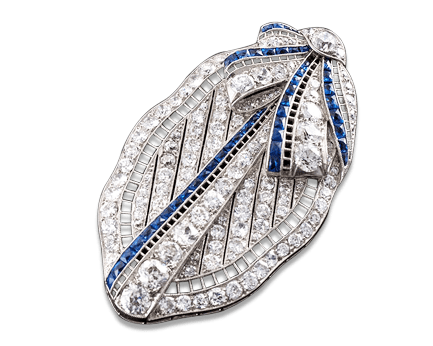 Art Deco Diamond and Sapphire Convertible Pendant Brooch