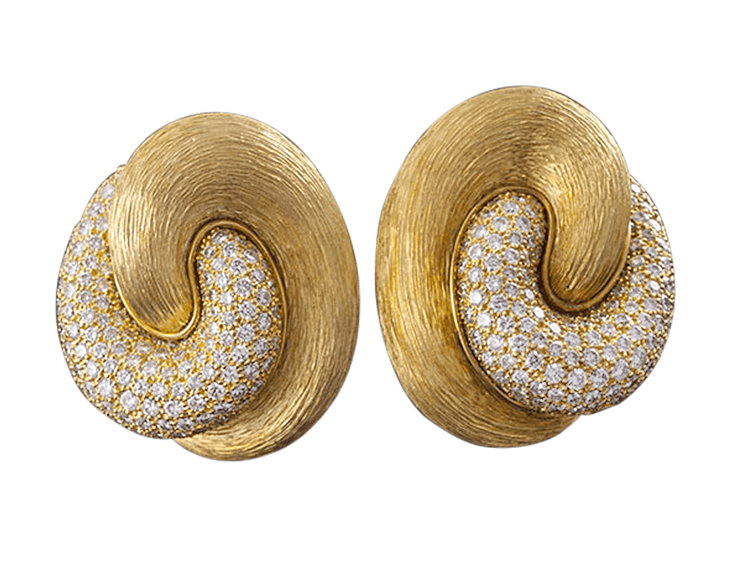 Henry Dunay Gold and Pavé Diamond Earrings, 2.88 Carats