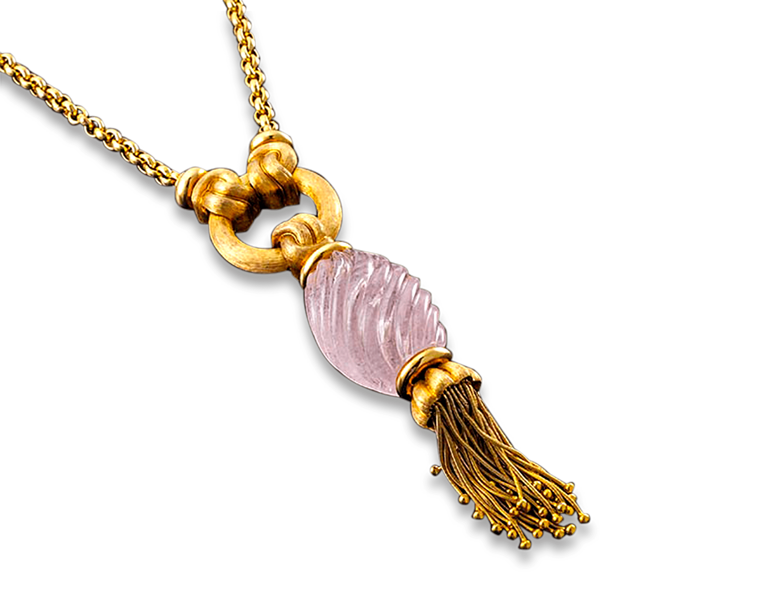 Henry Dunay Rose Quartz Tassel Necklace