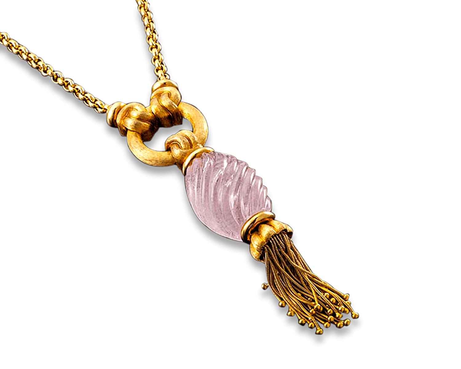 Henry Dunay Rose Quartz Tassel Necklace