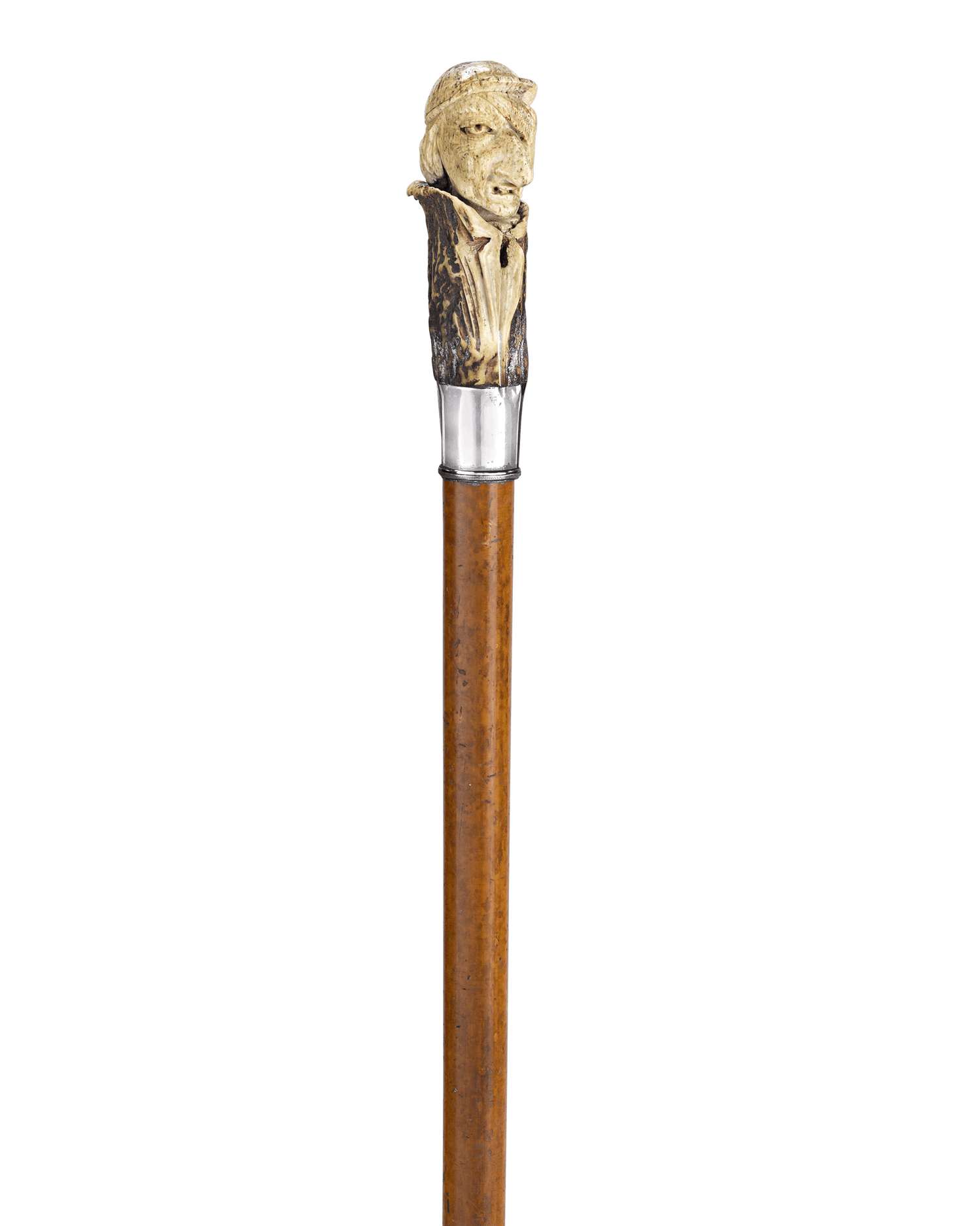 Carved Antler Folk Art Cane