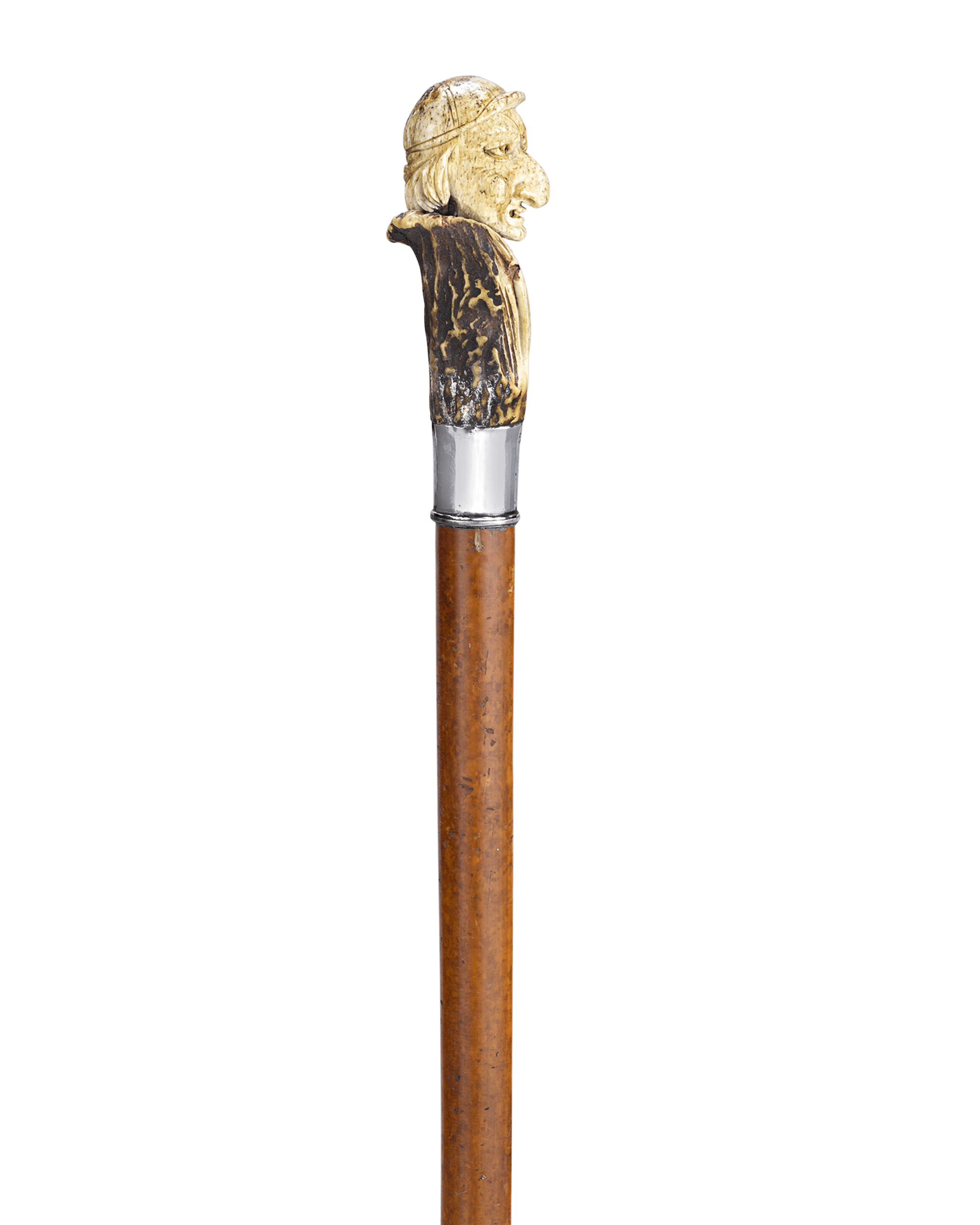 Carved Antler Folk Art Cane