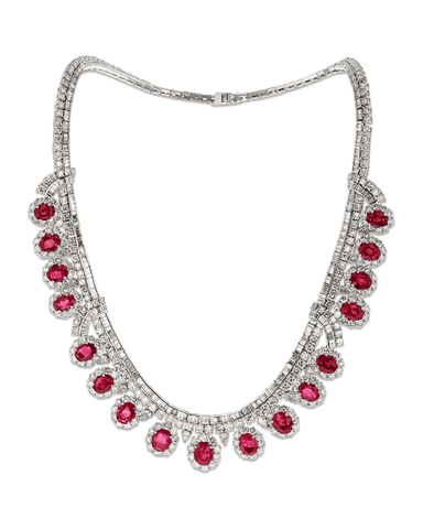 Untreated Burma Ruby Necklace, 28.98 Carats | M.S. Rau