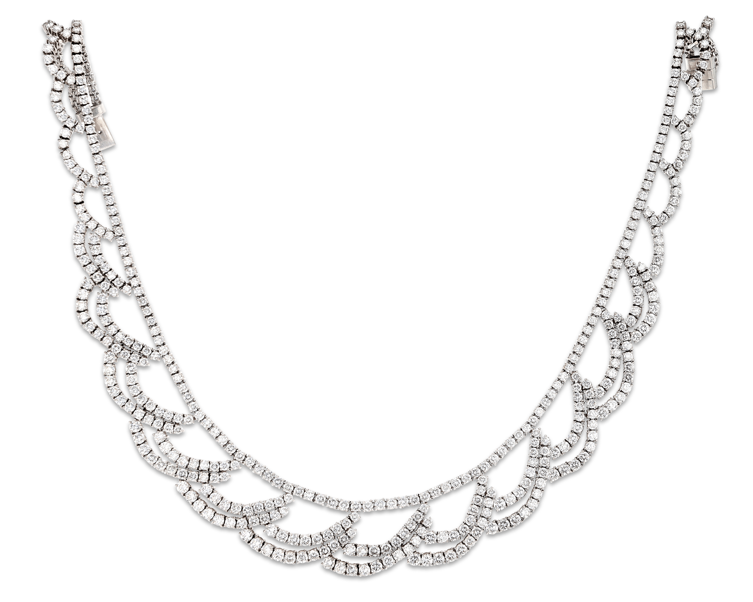 Scalloped Diamond Necklace, 42.50 Carats