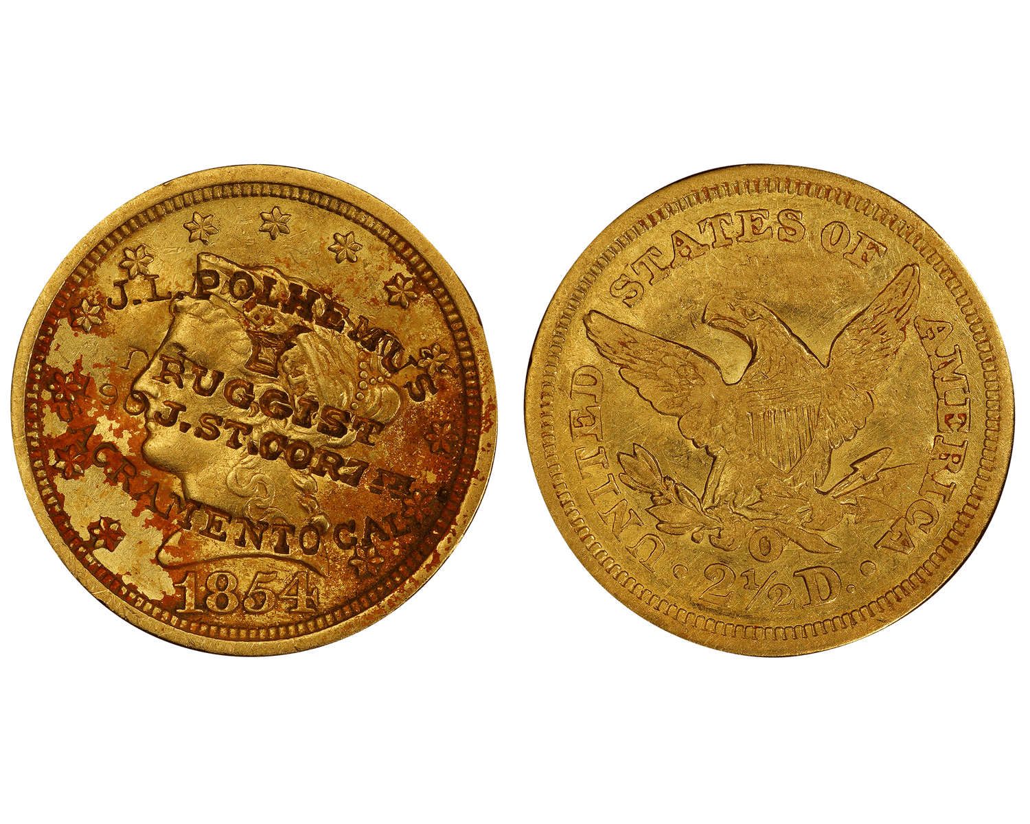 1854-O Liberty Head Quarter Eagle $2.50 Gold Coin