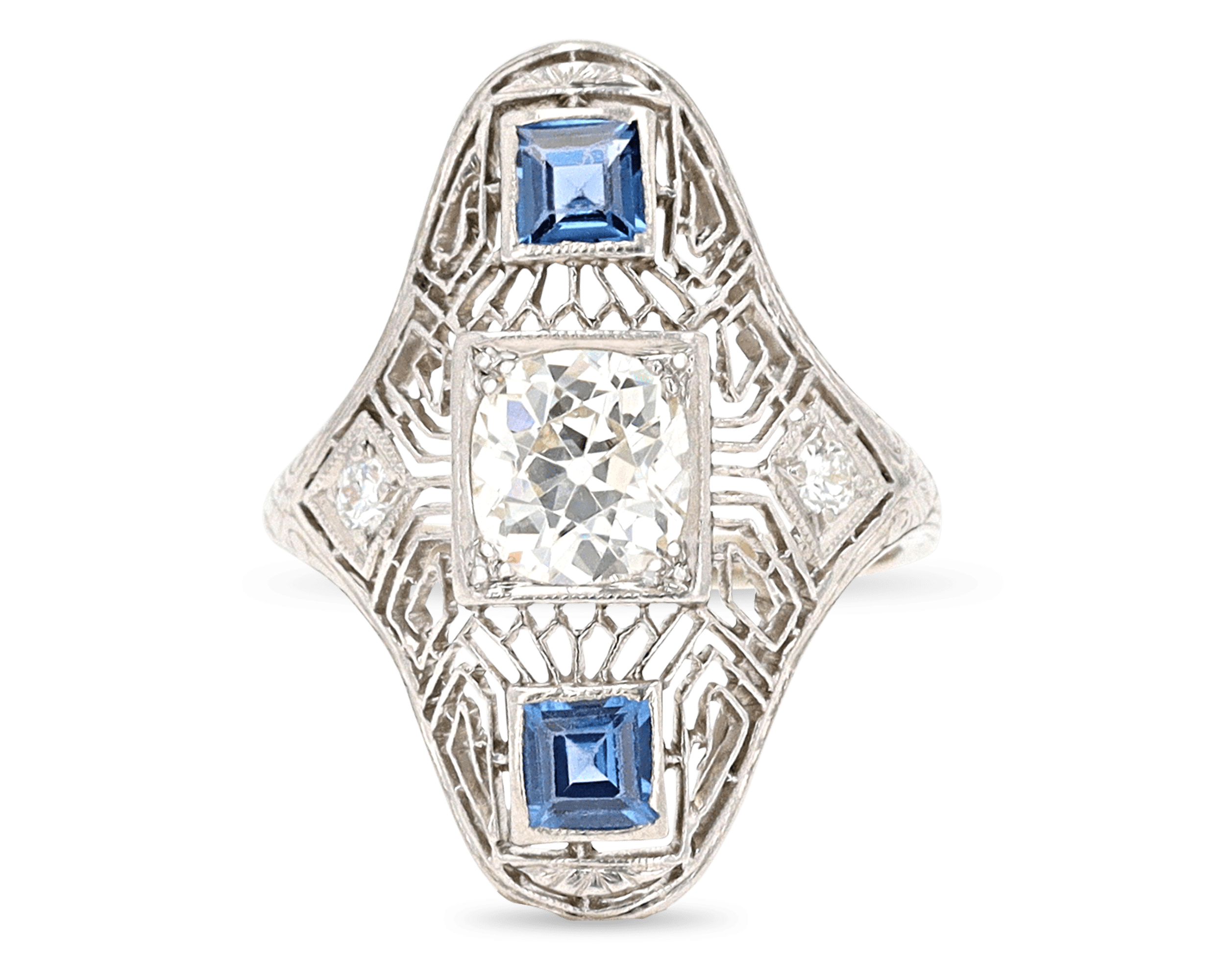 Art Deco Yogo Sapphire Ring