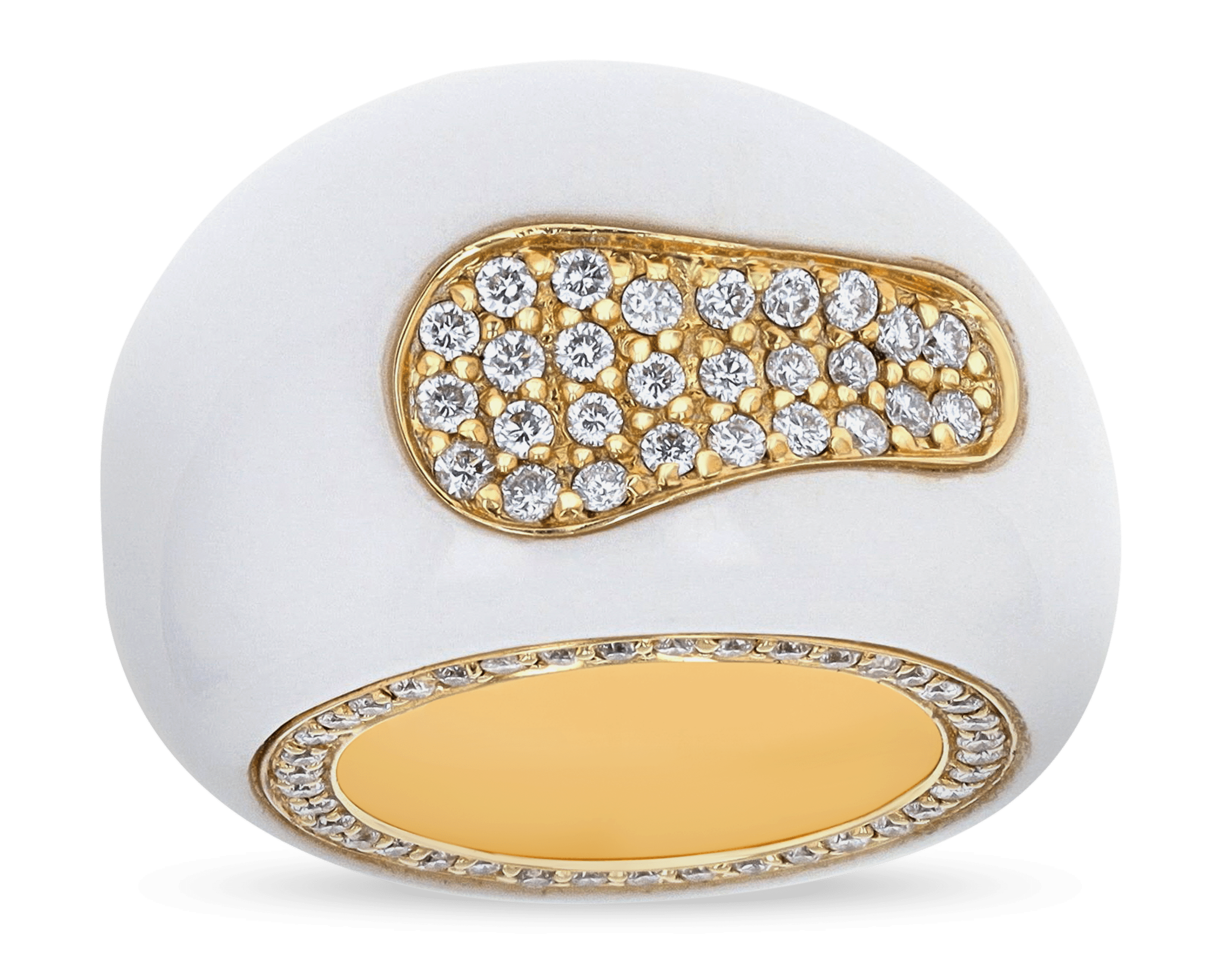 Salavetti White Enamel and Diamond Ring, 1.42 Carats