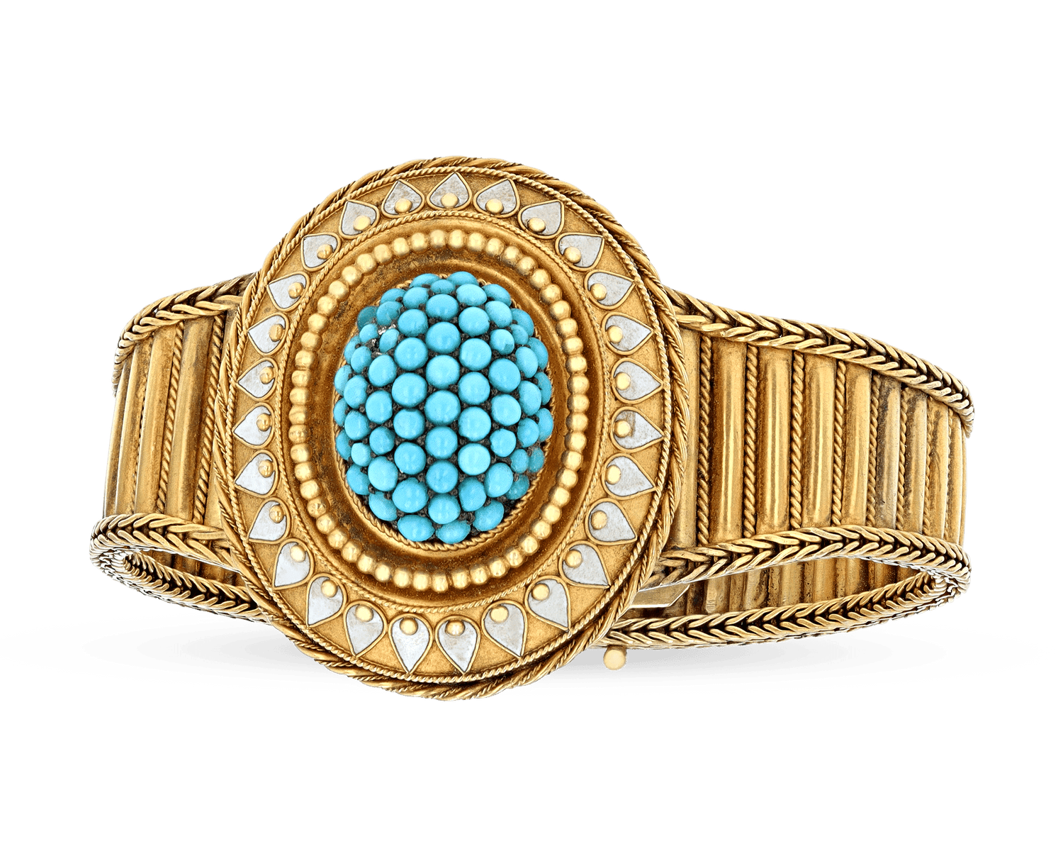 Victorian Turquoise and Enamel Locket Bracelet