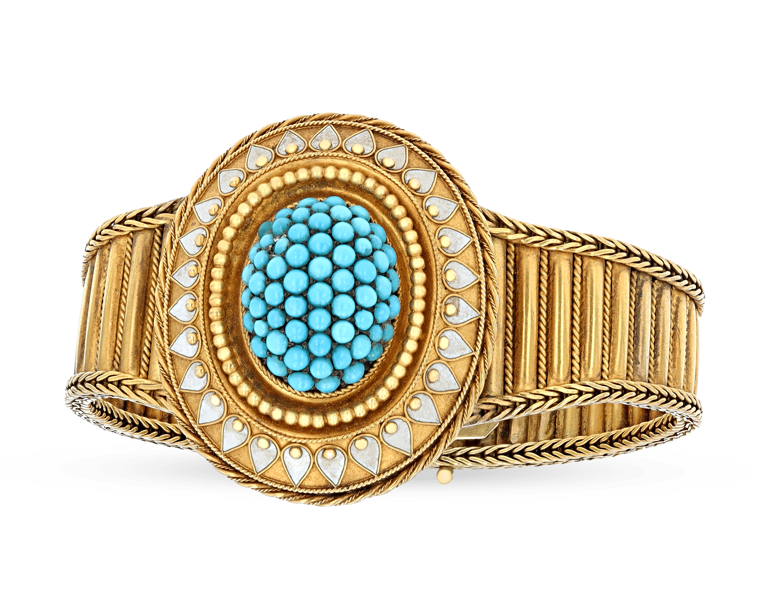 Victorian Turquoise and Enamel Locket Bracelet