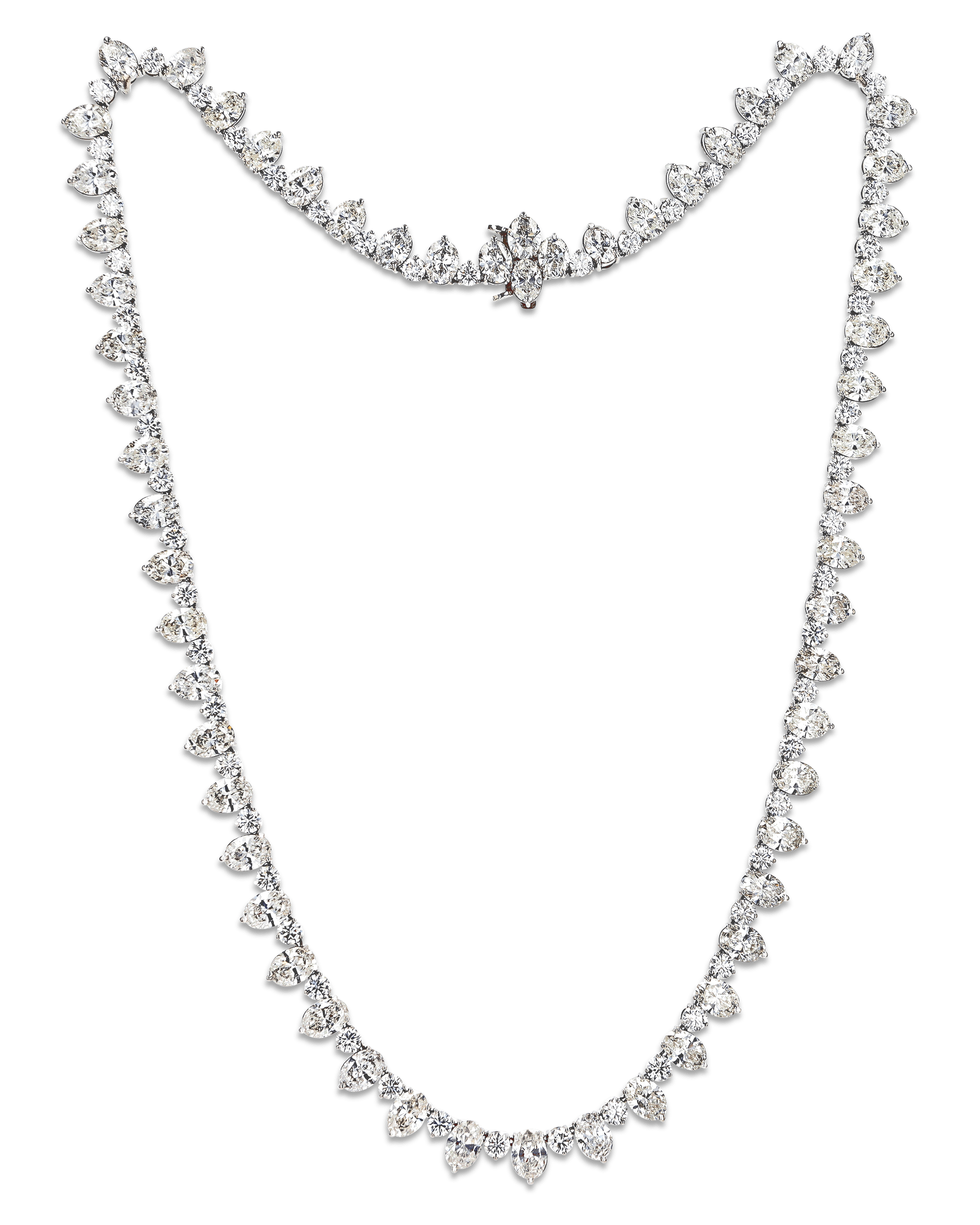 Oval and Round Diamond Necklace