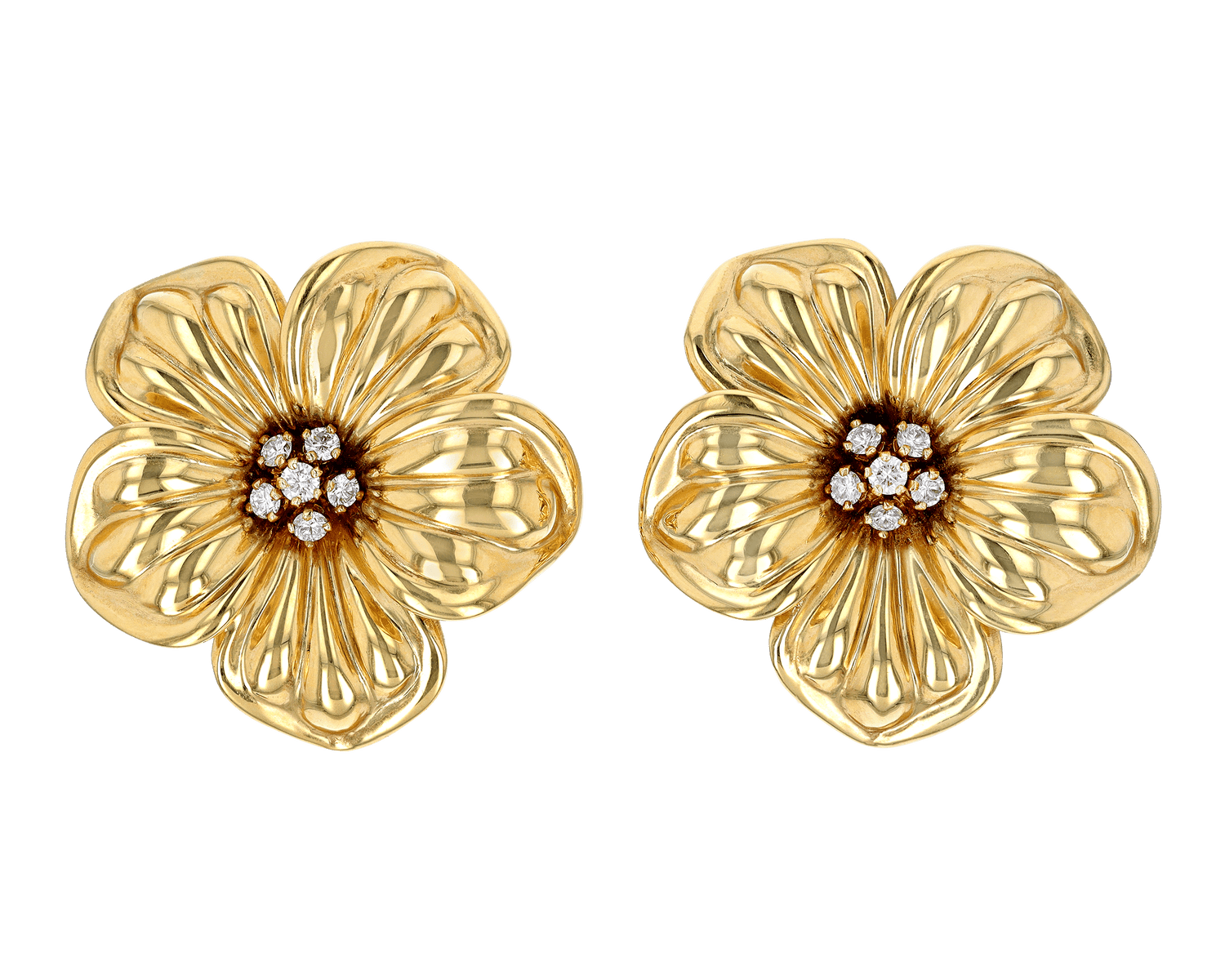 Gold and Diamond Flower Earrings by Van Cleef and Arpels
