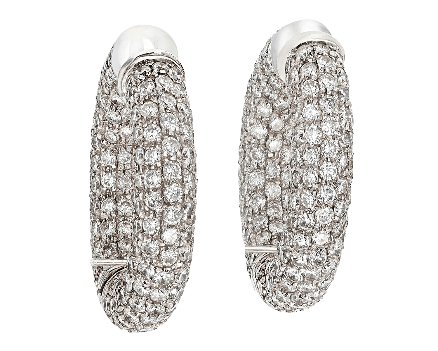 Pavé Diamond Hoop Earrings, 10.00 Carats
