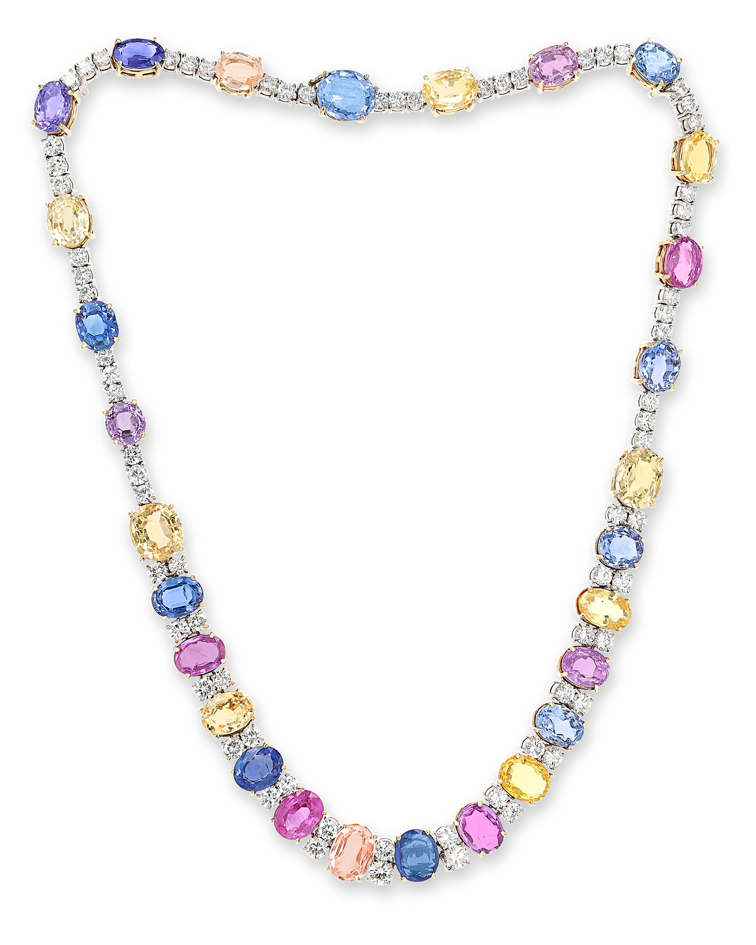 Multi-Color Sapphire Necklace, 85.00 Carats