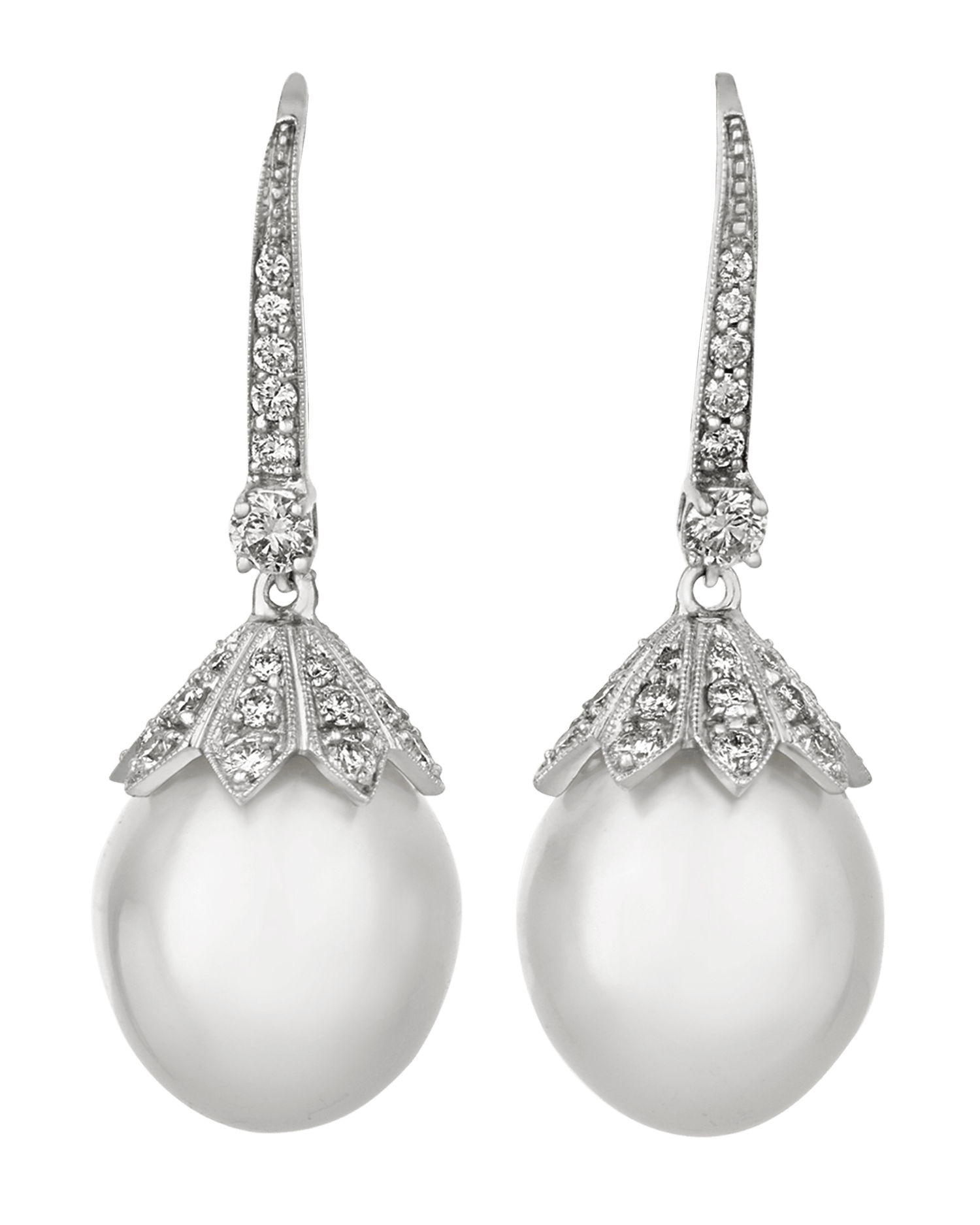 South Sea Pearl and Diamond Drop Earrings