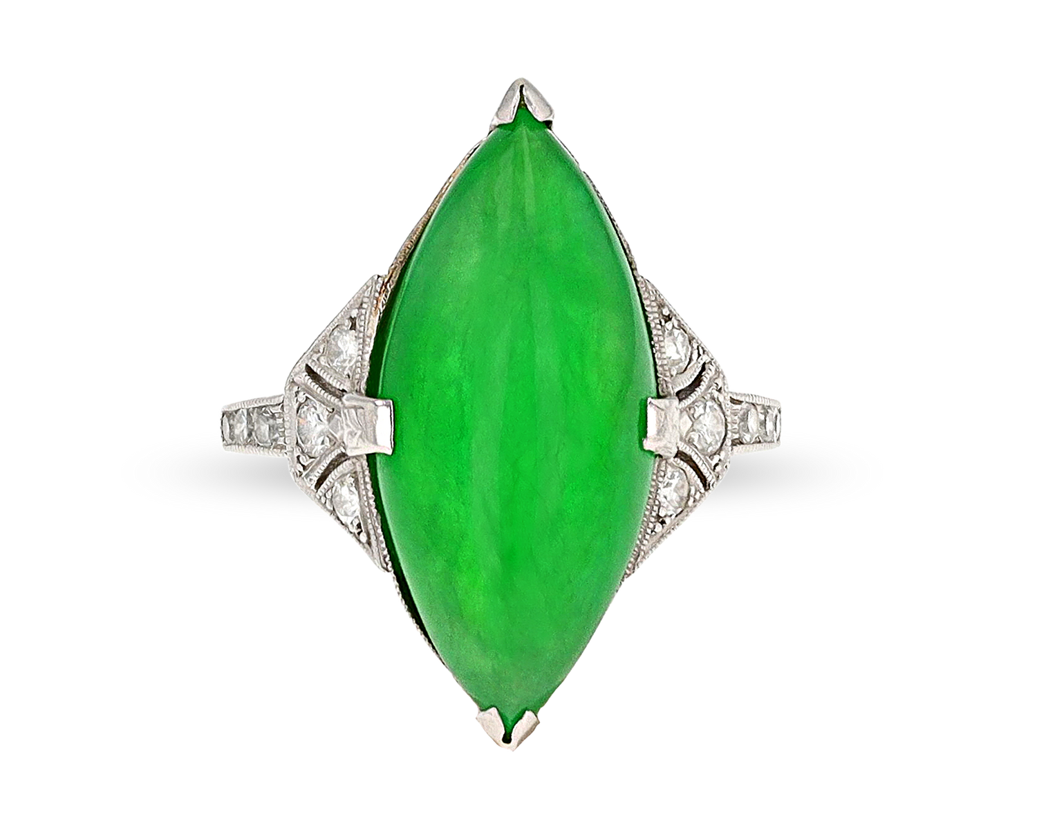 Art Deco-Period Jade Ring, 9.00 Carats
